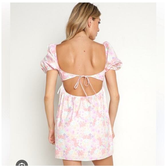 NEW For Love & Lemons Floral Dainty Mini Dress Babydoll Cottage-core Coquette M - Picture 10 of 16